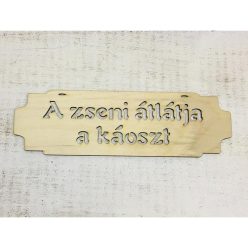 "A zseni átlátja a káoszt" tábla