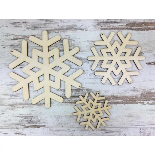 Natúr fa - Felfűzhető hópihék 20-15-10cm 3db/csomag