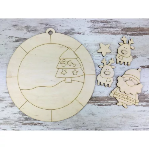 Natúr fa -  Mikulás és barátai koszorú 25,5cm