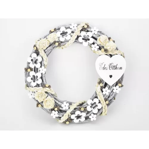 Fa - "Édes otthon" szív fehér 10cm