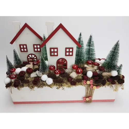 Natúr fa - Beszúrós kreatív házikó 12x23cm