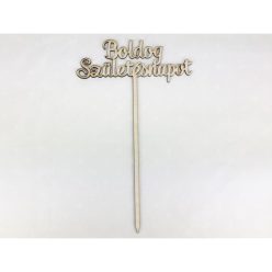  Natúr fa - Beszúrós  "Boldog születésnapot" felirat 15cm