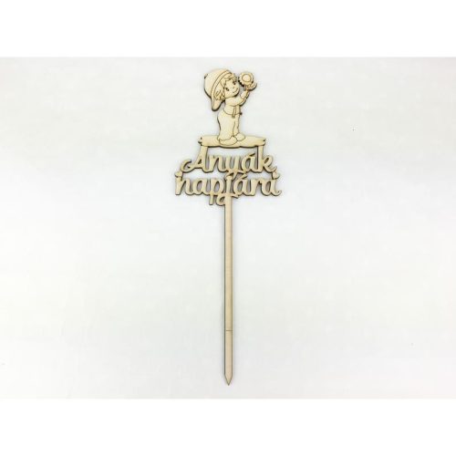 Natúr fa - Beszúrós felirat "Anyák napjára" kisfiús