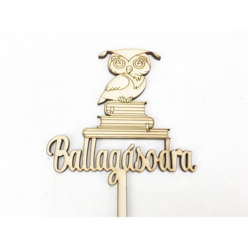 Natúr fa - Beszúrós felirat "Ballagásodra" könyves bagoly