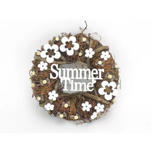 Natúr fa - "Summer Time" felirat koszorúra 7x14cm