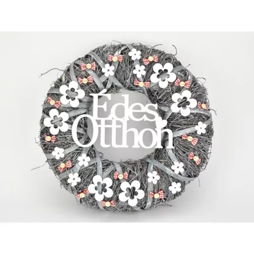 Natúr fa - "Édes Otthon" felirat koszorúra 8x14cm