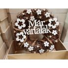 Fa - "Már vártalak" felirat koszorúra 7x14cm fehér