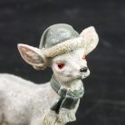 Kerámia glitteres álló fehér őzike sapkában 2 féle