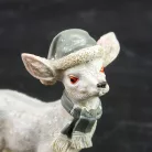 Kerámia glitteres álló fehér őzike sapkában 2 féle