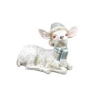 Kerámia glitteres fekvő fehér őzike sapkában 2 féle