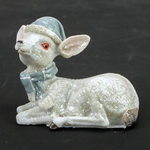 Kerámia glitteres fehér őzike sapkában 2 féle