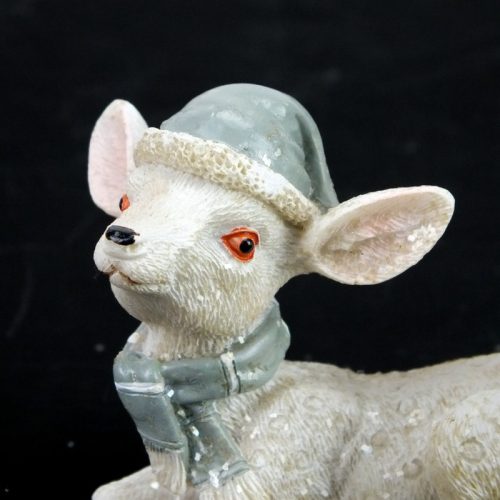 Kerámia glitteres fehér őzike sapkában 2 féle