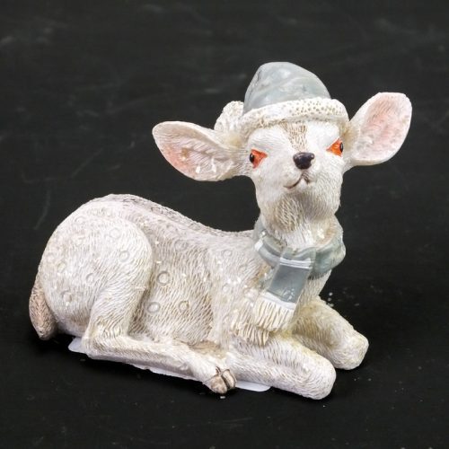 Kerámia glitteres fehér őzike sapkában 2 féle