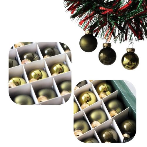 Karácsonyi üveggömb kicsi 24db/csomag oliva