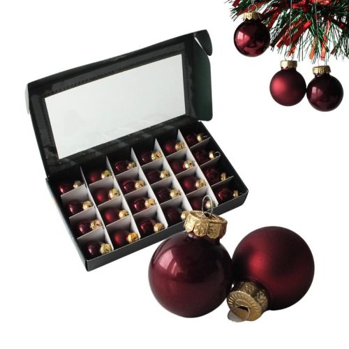 Karácsonyi üveggömb kicsi 24db/csomag bordó