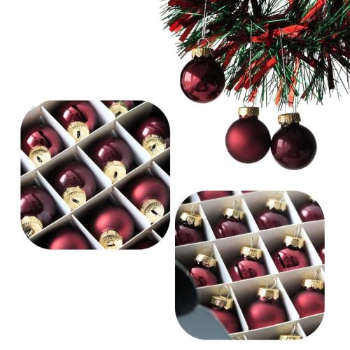 Karácsonyi üveggömb kicsi 24db/csomag bordó