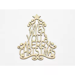  Natúr fa - "We wish you a ..." karácsonyfa koszorúra 20cm