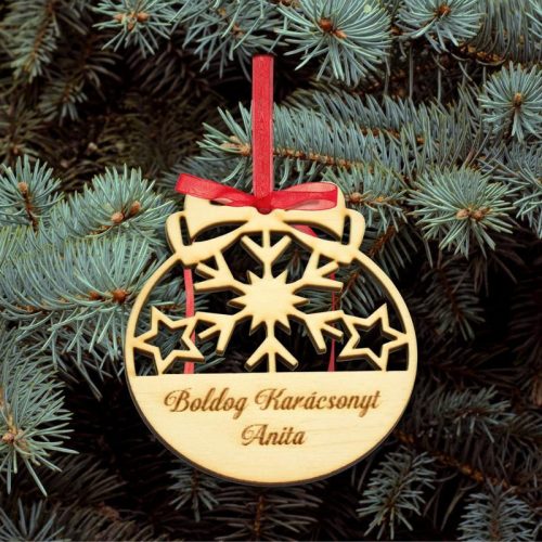 Natúr fa - Egyedi gravíros karácsonyi fa dísz 2 soros