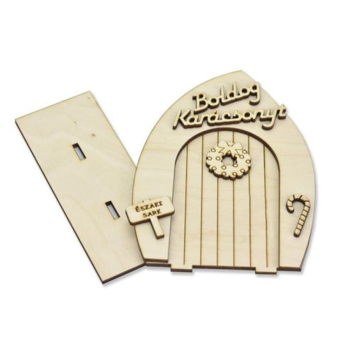 Natúr fa - Karácsonyi tündérajtó talpas 5x12,5x14,5cm