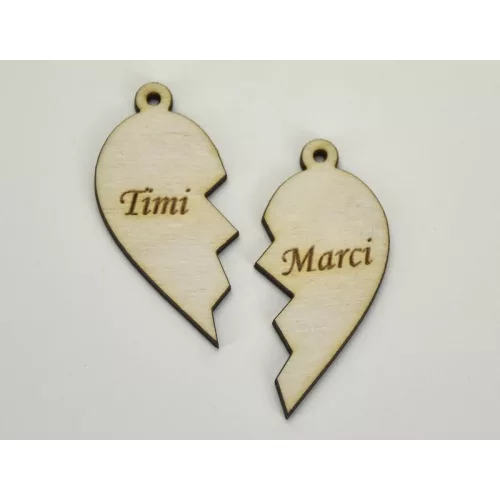 Natúr fa - Szív medál egyedi név gravírozással 5x5,5cm
