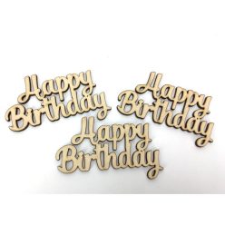   Natúr fa - " Happy Birthday " felirat 6x10cm 3db/csomag