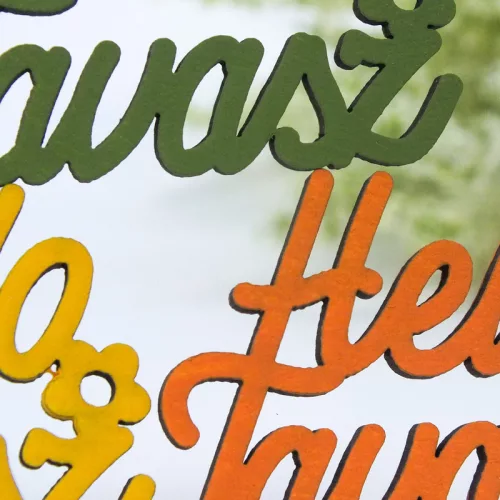 Élénk színek "Helló Tavasz" feliratok 4,3x6cm 3db/csom