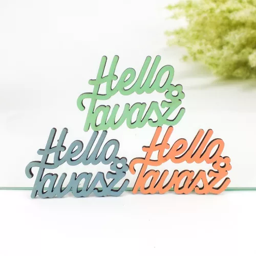 Pasztell színek "Helló Tavasz" feliratok 4,3x6cm 3db/csomag