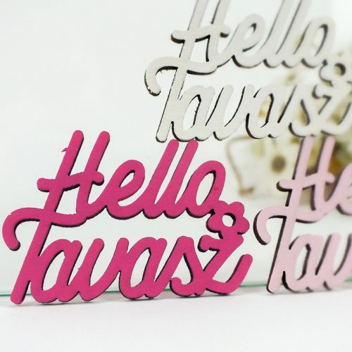 Világos színek "Helló Tavasz" feliratok 4,3x6cm 3db/csomag