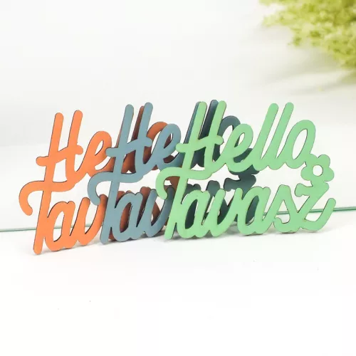 Pasztell színek "Helló Tavasz" feliratok 6,7x8,5cm 3db/csomag