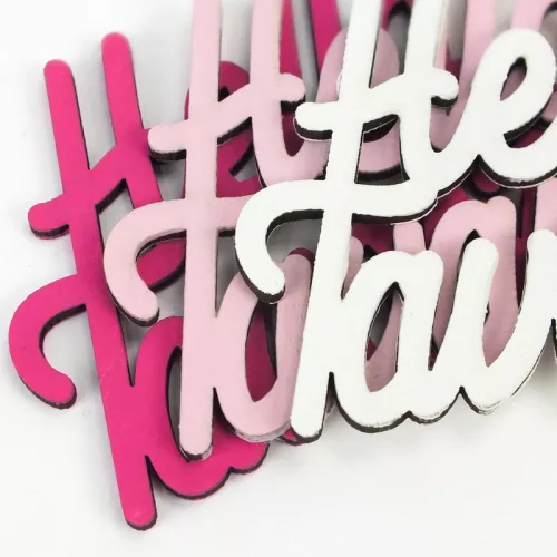 Világos színek "Helló Tavasz" feliratok 6,7x8,5cm 3db/csomag