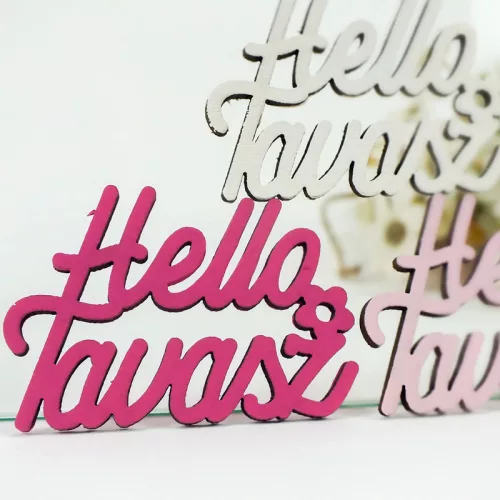 Világos színek "Helló Tavasz" feliratok 6,7x8,5cm 3db/csomag