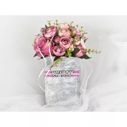 Natúr fa - "ANYUKÁMNAK SZERETETTEL" felirat 2,2x7cm 5db/csomag