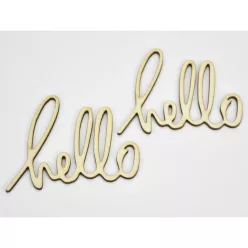 Natúr fa - "hello" felirat 9x10,5cm 2db/csomag