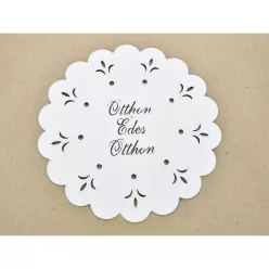   Díszes "Otthon Édes Otthon" tábla koszorúra fehér 18cm