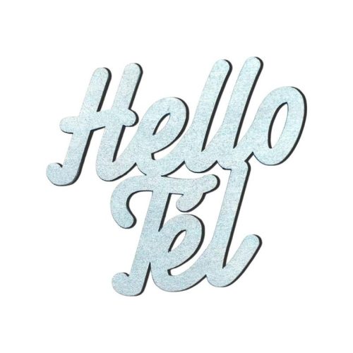 Kékezüst "Hello Tél" felirat színes 10x10cm