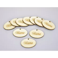 Natúr fa -"Mama" ovál tábla 2,5x4cm 10db/csomag