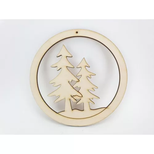 Natúr fa - téli táj kerek dísz