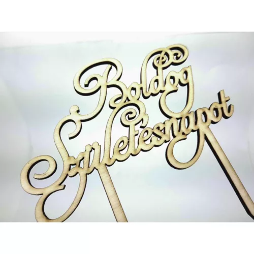 Natúr fa - Íves "Boldog Születésnapot" torta beszúró 13,5x14cm