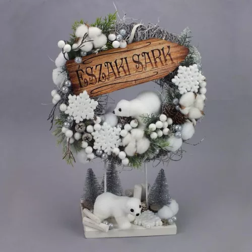Nyomtatott dekorkarton - Északi sark útjelző 26cm