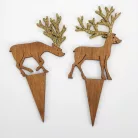 Natúr fa - Beszúrós szarvas pár 2db/cs barna-arany csillámos