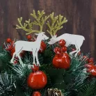 Natúr fa - Beszúrós szarvas pár 2db/cs fehér-arany csillámos