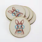 Nyomtatott fa tábla - Szemüveges trendi nyuszi kerek tábla 5db/cs