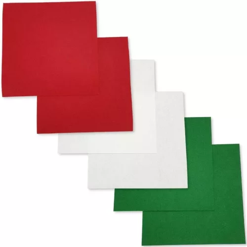 Filc lapok karácsonyi színek piros-fehér-zöld 6db/csomag