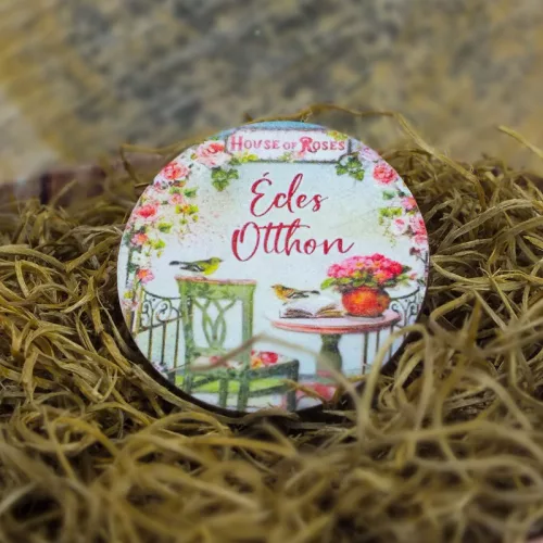 Nyomtatott fa tábla - Édes Otthon (House of roses) kör 3db/cs