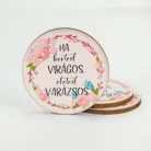 Nyomtatott fa tábla - Kerted virágos - kör 3db/cs