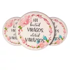 Nyomtatott fa tábla - Kerted virágos - kör 3db/cs