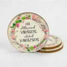 Nyomtatott fa tábla - Otthonod virágos - kör 3db/cs