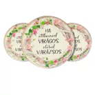 Nyomtatott fa tábla - Otthonod virágos - kör 3db/cs