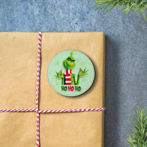 Nyomtatott fa tábla - Grincs "HO HO HO" 3db/cs