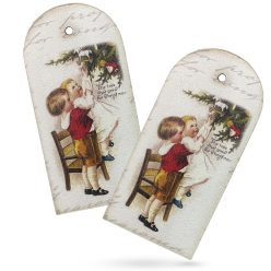   Nyomtatott dekorkarton - Vintage karácsonyi tábla 2db/csomag